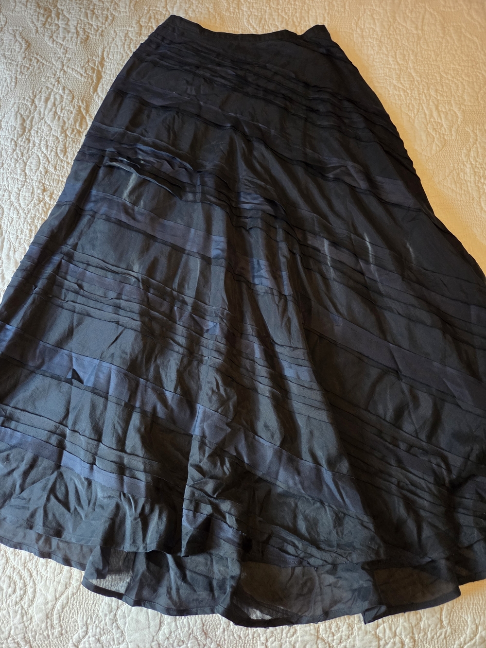 Soft Surroundings Blue Maxi Skirt with Subtle Tiered Bands
